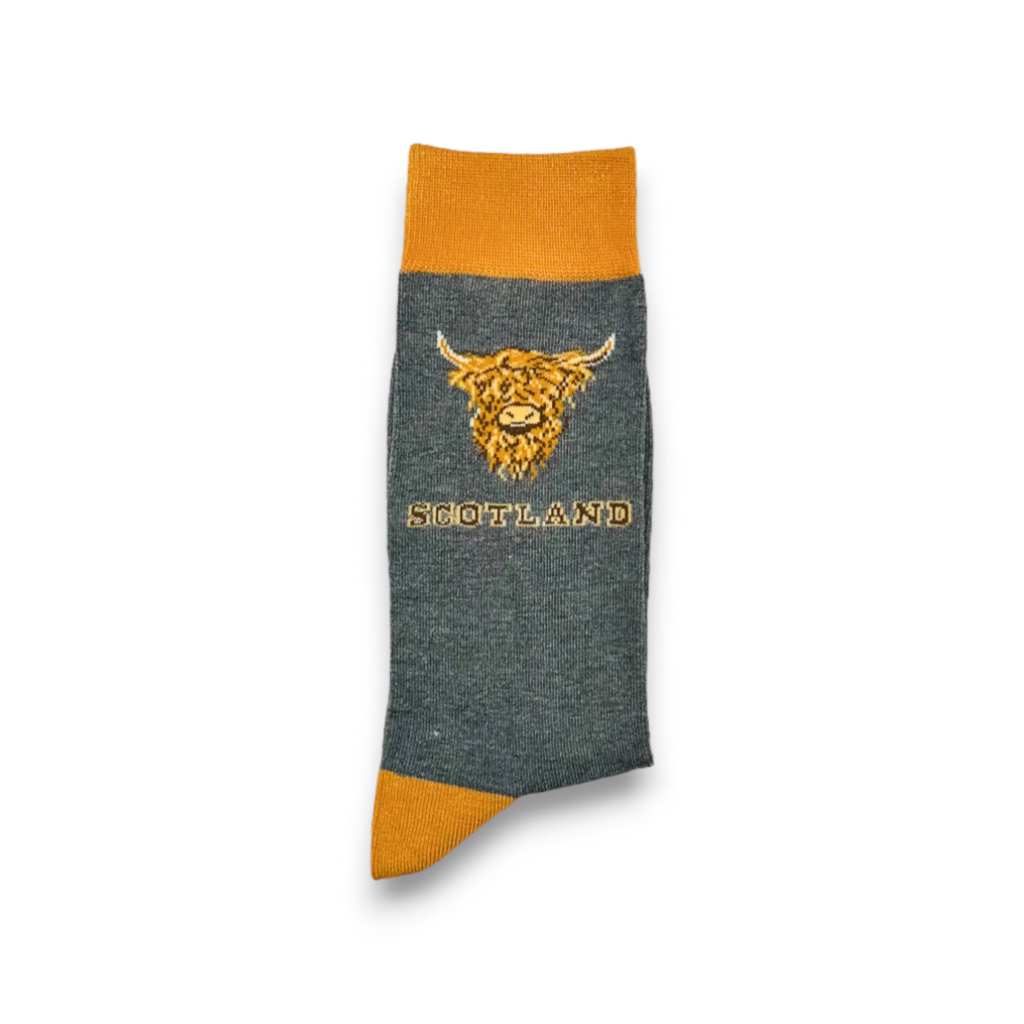Highland Cow Scotland Socks - Grey