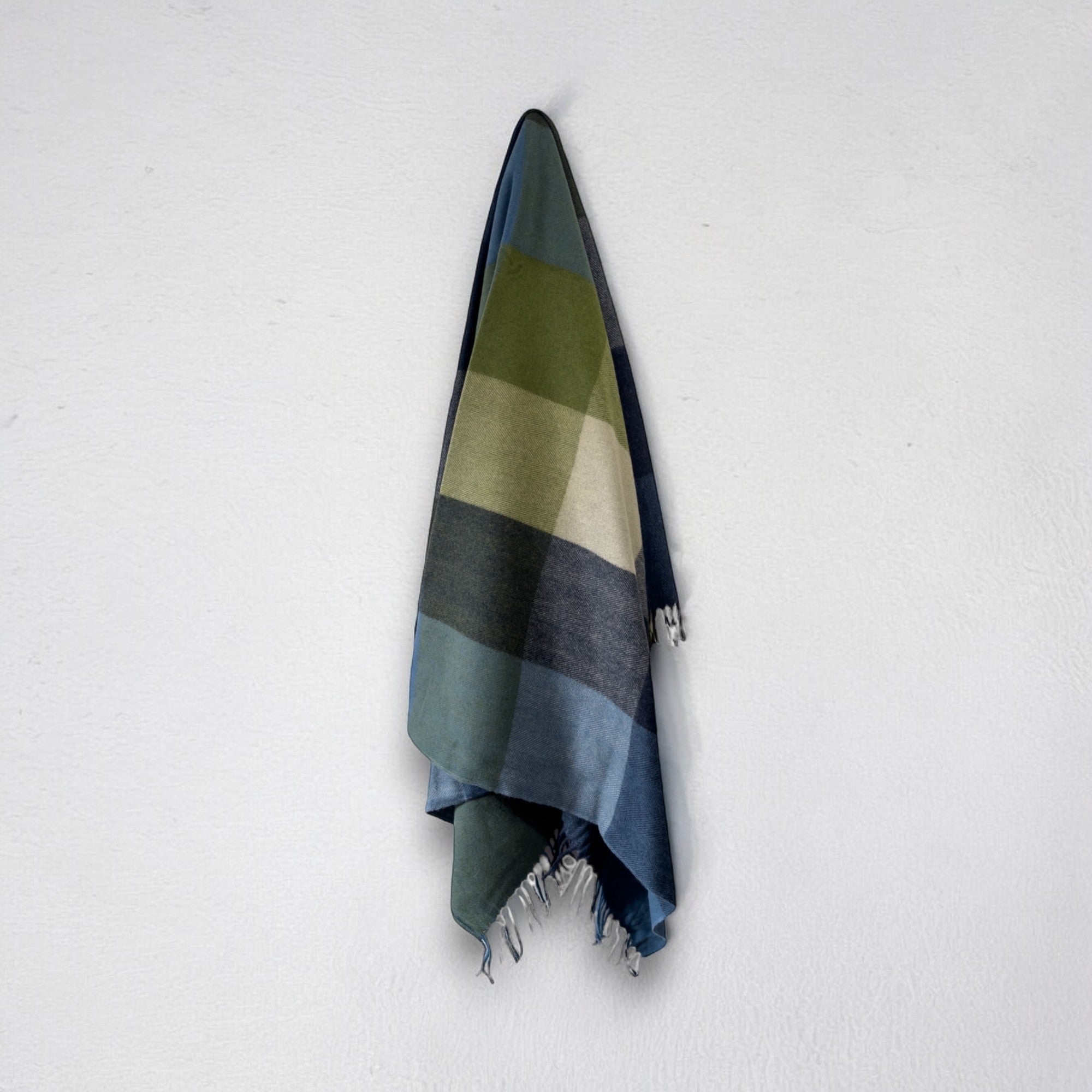 Recycled Wool Lifestyle Blankets - Green/Grey/Blue Check