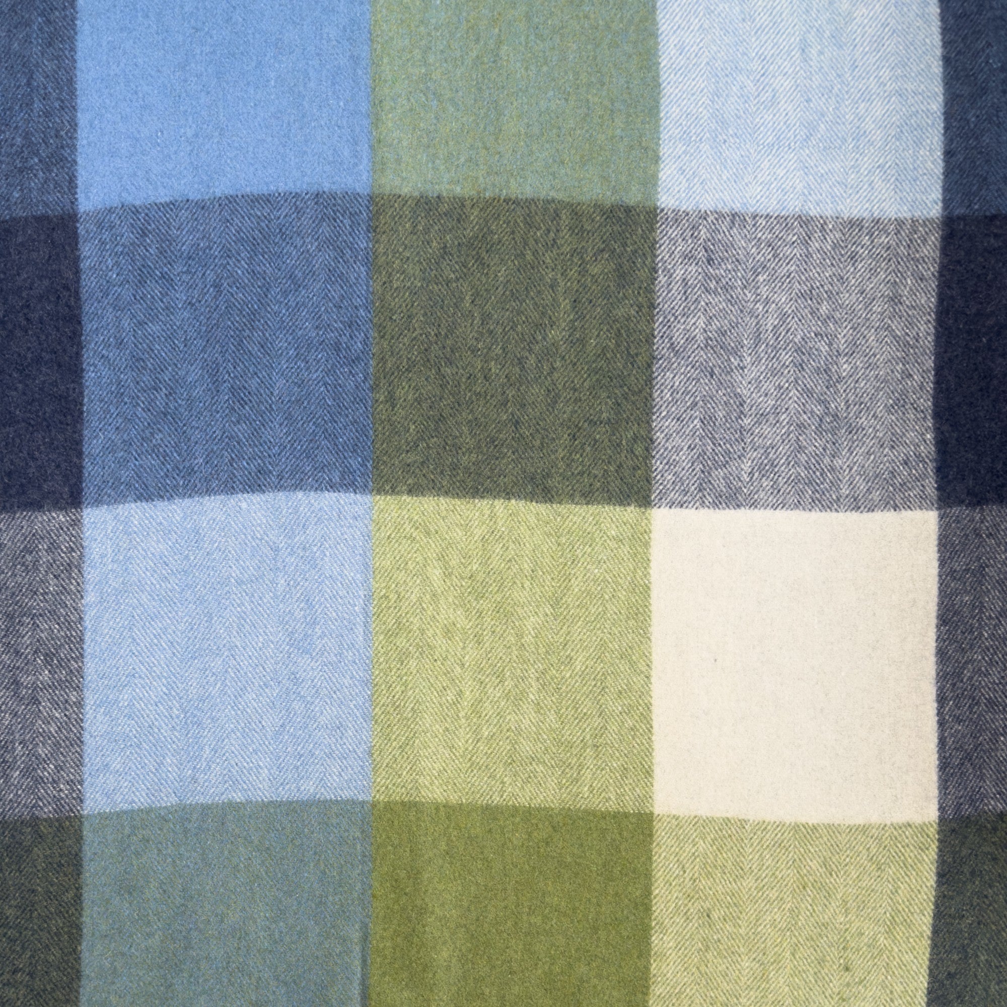 Recycled Wool Lifestyle Blankets - Green/Grey/Blue Check