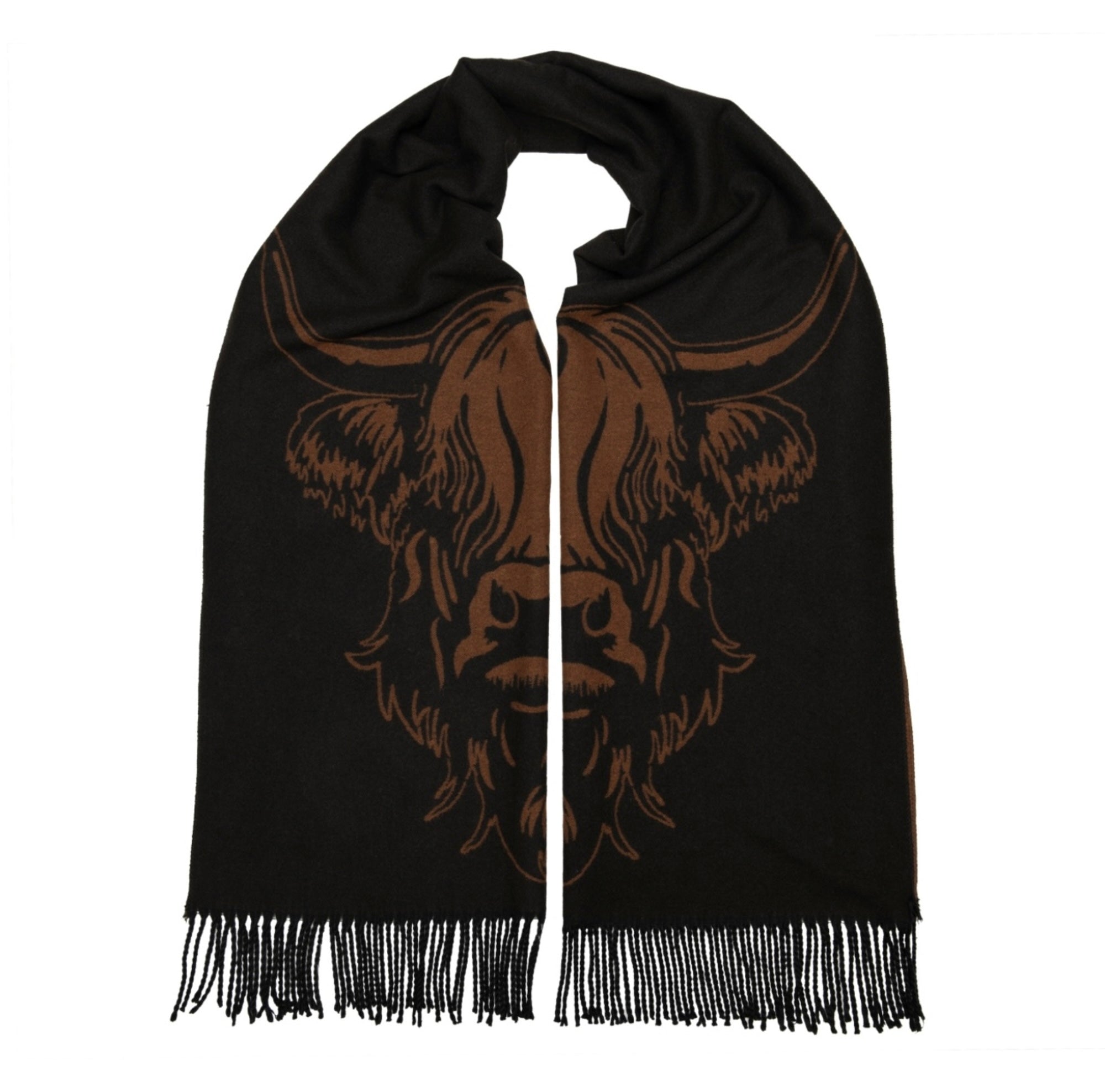Heilan Coo Super Soft Scarf - Black/Rust