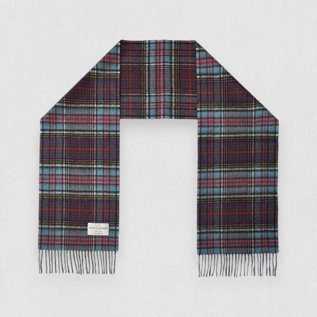 Anderson tartan scarf with fringes on a white background