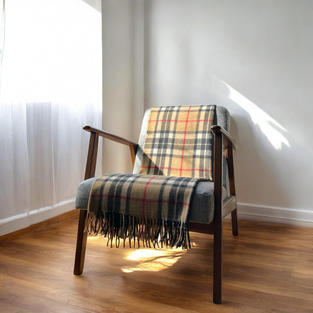 Camel Thomson - 100% Recycled Wool Tartan Knee Blanket