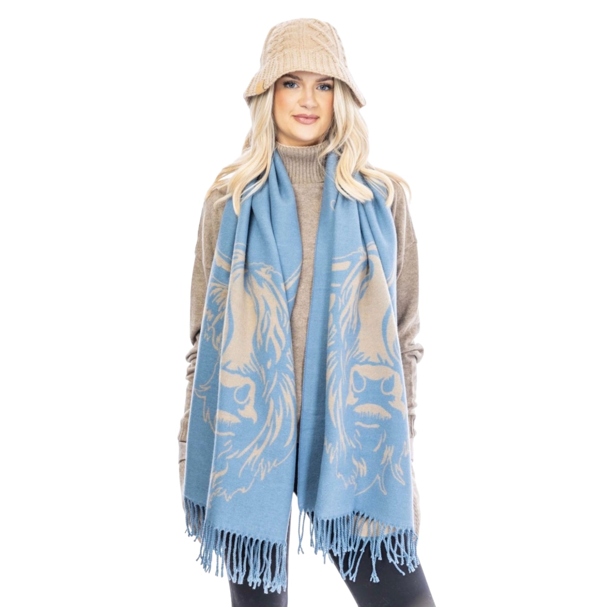 Heilan Coo Super Soft Scarf - Powder Blue/Pale Blue