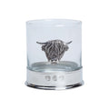 Highland Cow Emblem Whisky Drinking Glass