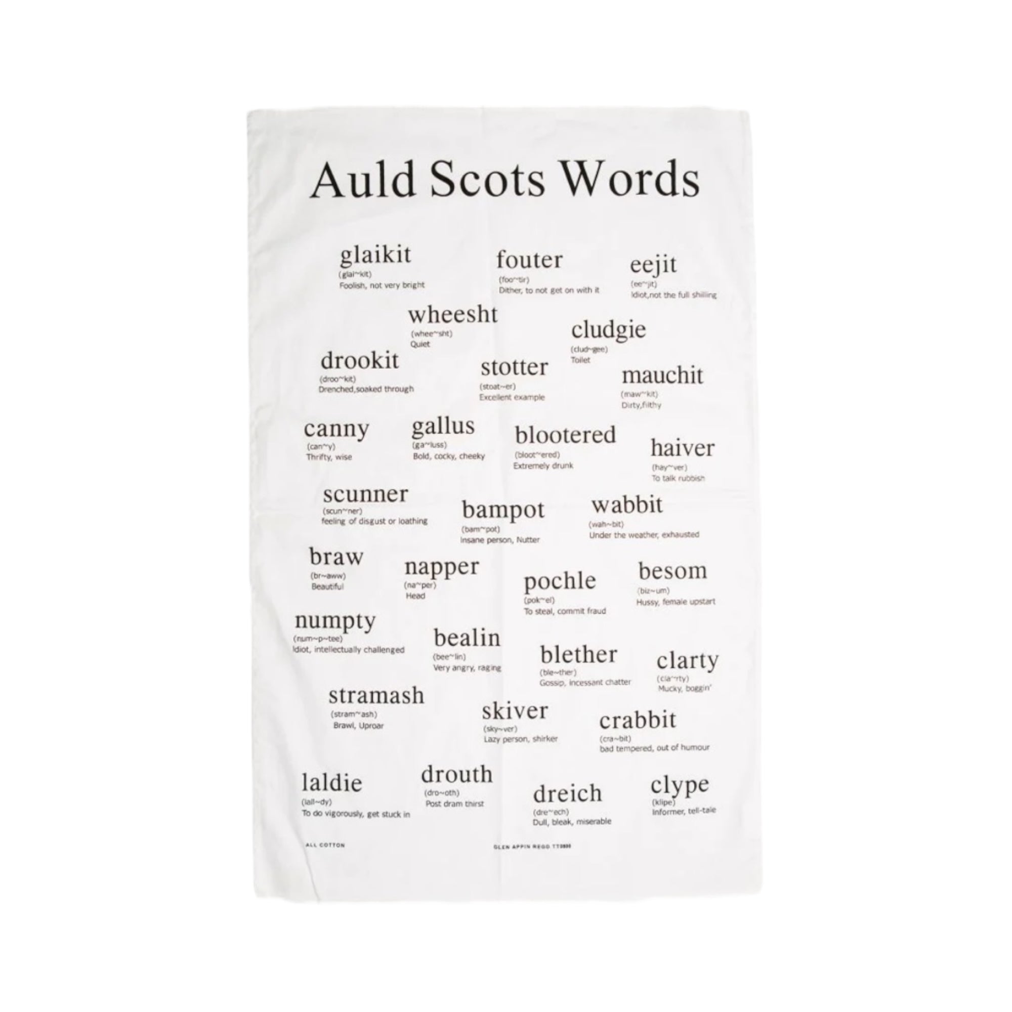 Auld Scottish Words Tea Towel