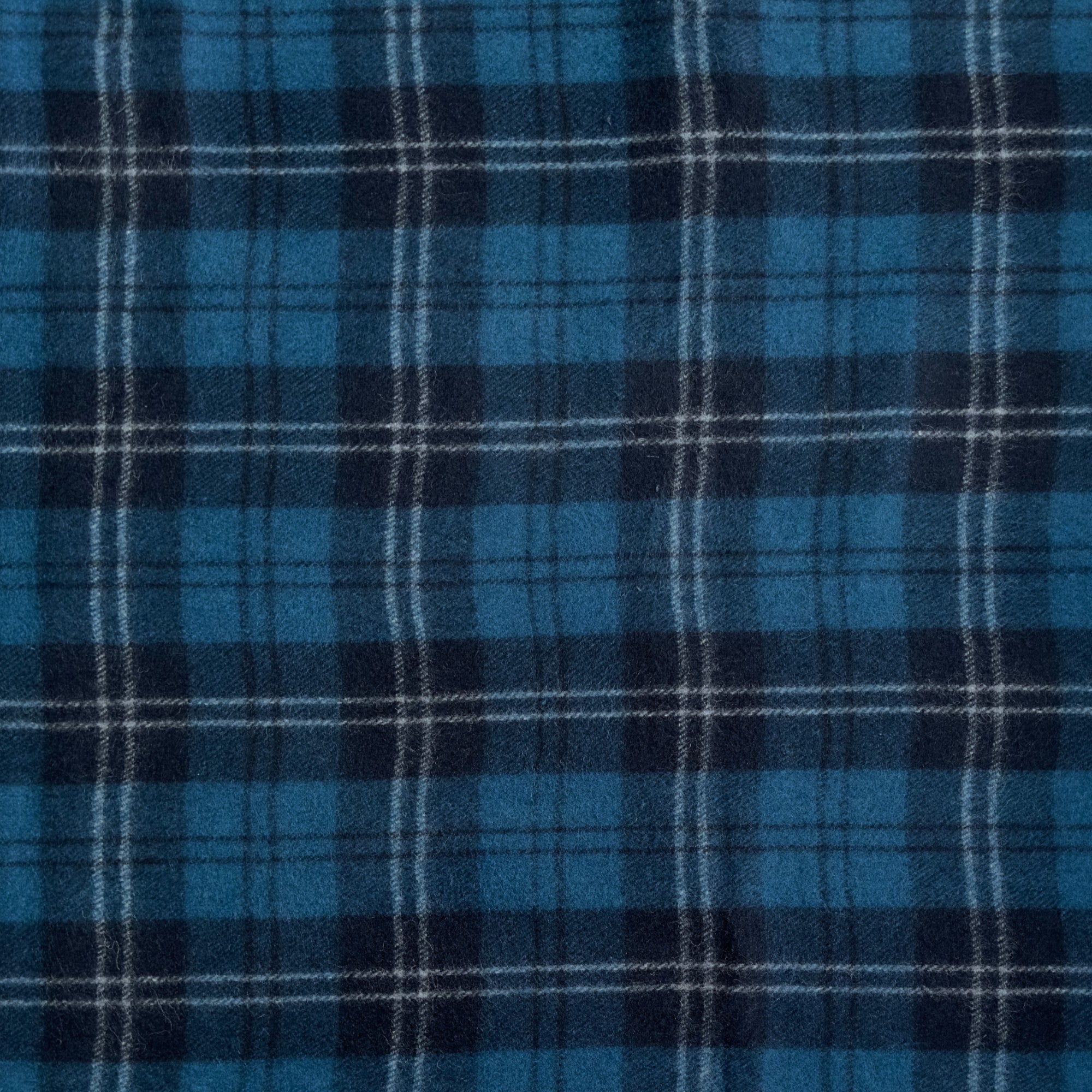 A close uo example of the Ramsay blue tartan.