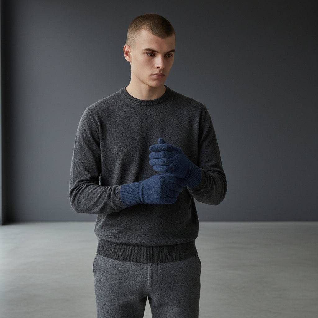100% Cashmere Gloves - Navy