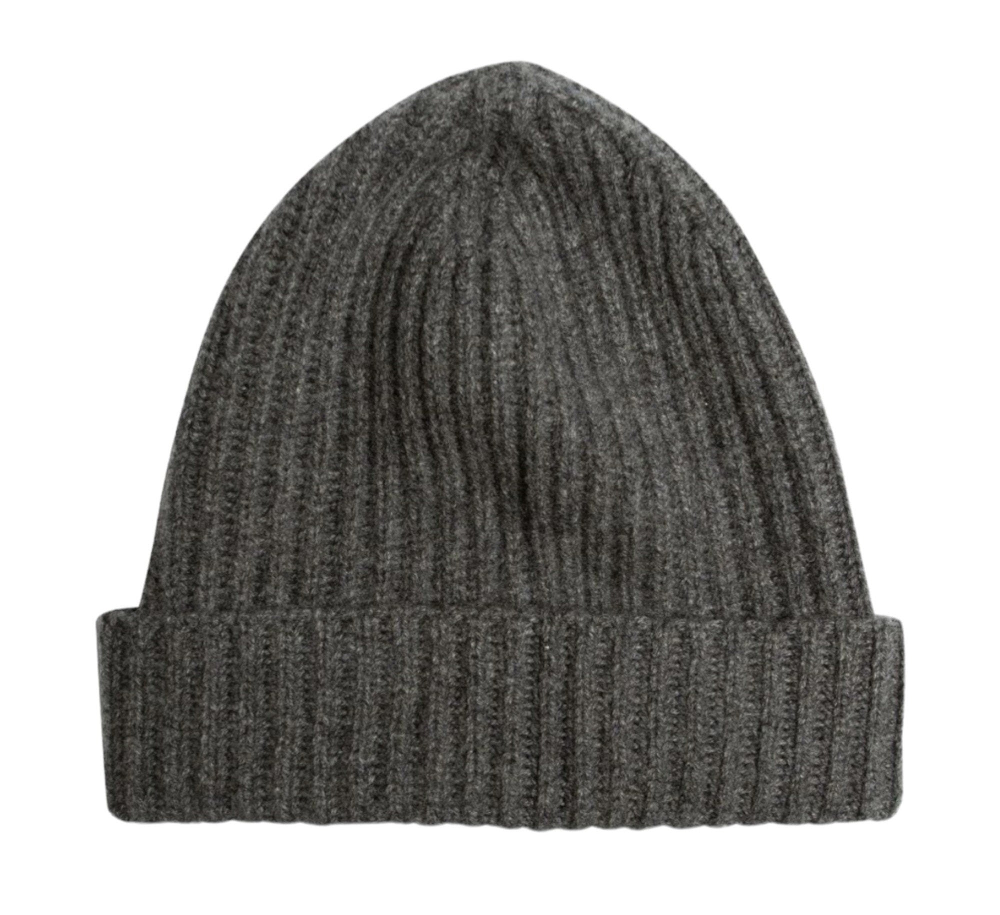 100% Cashmere Ribbed Beanie