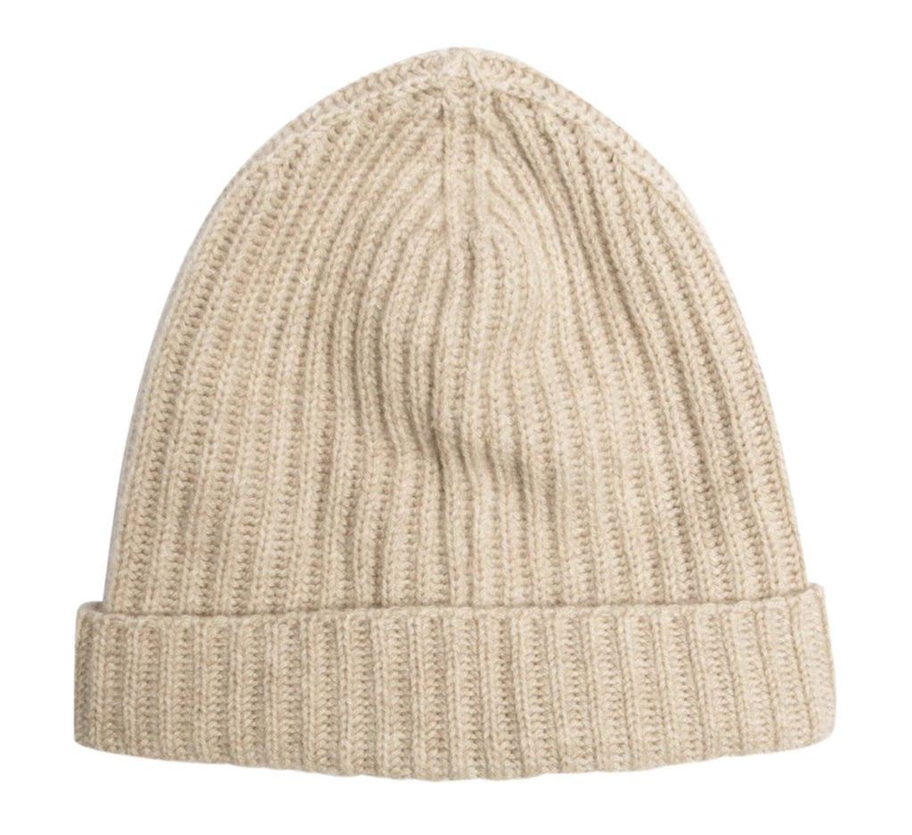 100% Cashmere Ribbed Beanie